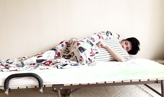 Perverted Asian boys touching their boners on the couch.