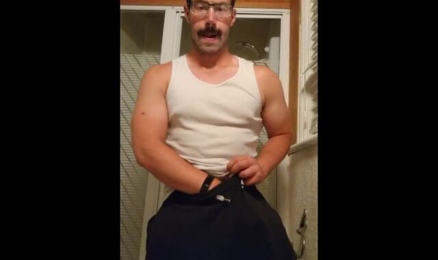 Solo Tugging Off In My Bathroom With Lots of Jizm