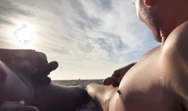 Jocks Jerk Off & Shoot Geysers At Bare Beach In Public While Ppl Walk Past And Watch