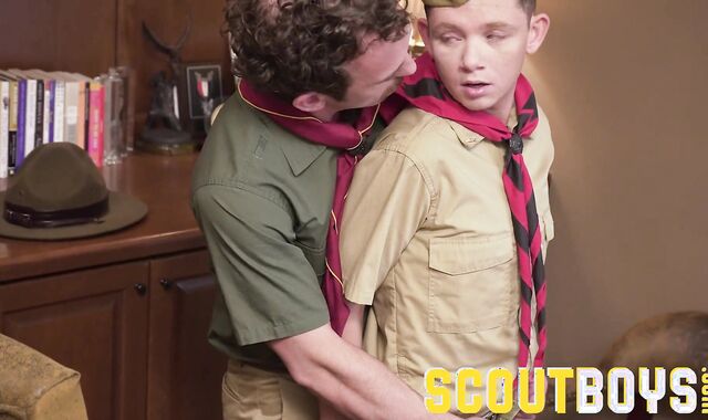 Super-Super Hot muscly Scoutmaster tempts tears up a slick youngster humid