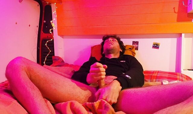 Hippie Stud with Succulent Lollipop has Amazing Leg Shaking Loud Orgasm during Chilled Evening in his Truck