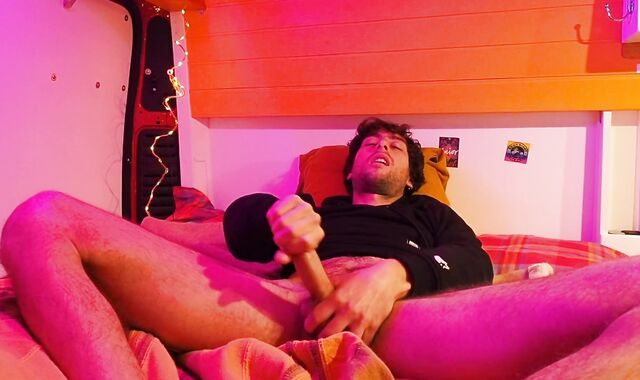 Hippie Stud with Succulent Lollipop has Amazing Leg Shaking Loud Orgasm during Chilled Evening in his Truck