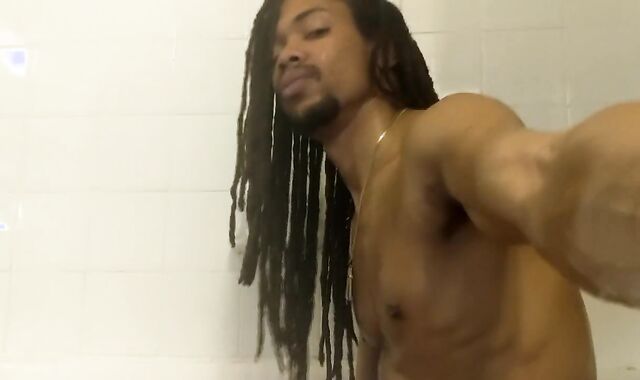 Dreadlock Dark-Hued Stud Masturbation in bouncy tub