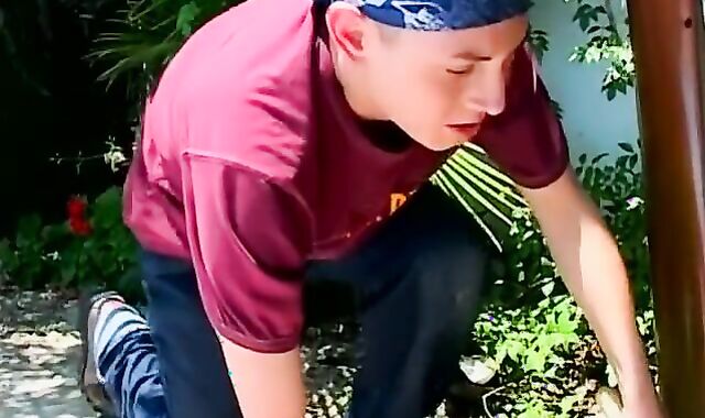 Good looking youthful faggot screws a youthfull pool cleaning man