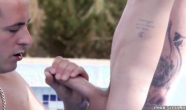 Jock Luke Desmond backside shagging pulverized in pool by youngster Charley Cole