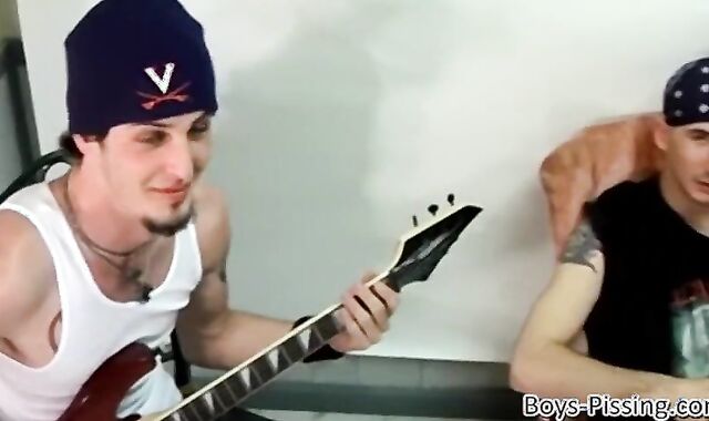 Deviant Billy pisses with homies and faps off guy shaft