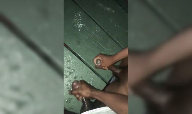 Dark-Hued teenagers squirt on park bench