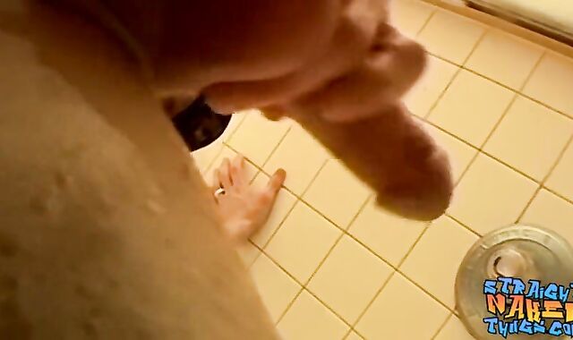 Skinny Shamus wanking hetero pink cigar in bath solo