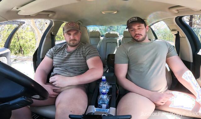 Stepbrothers wank in the camper in public