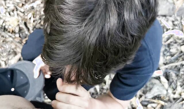 Insane twink in forest gets a sucky-sucky