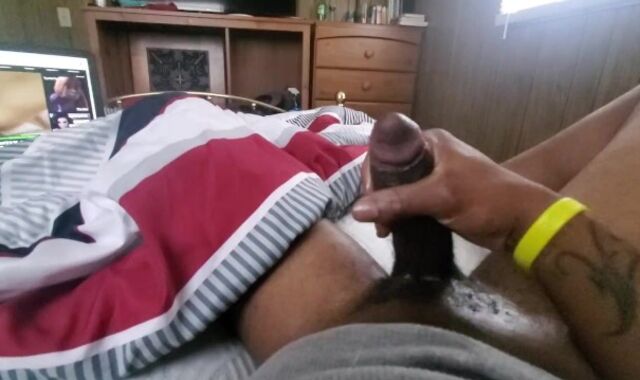 Dark-Hued boy jerks his meat trunk