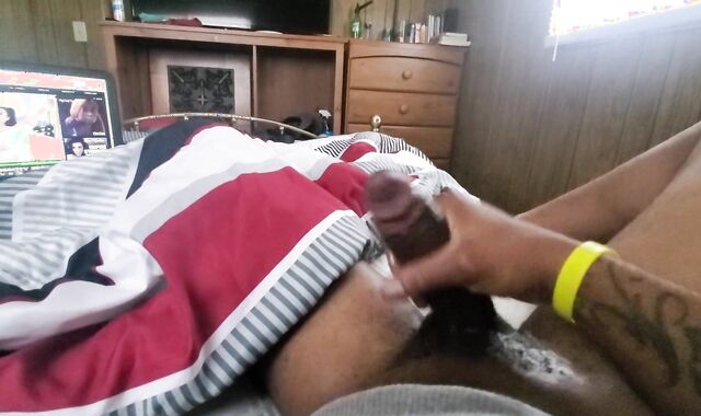 Dark-Hued boy jerks his meat trunk