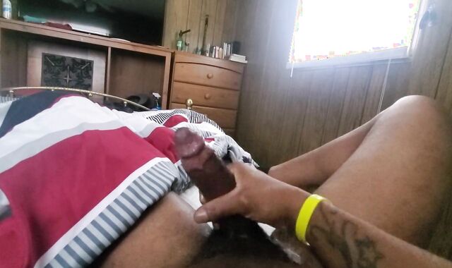 Dark-Hued boy jerks his meat trunk