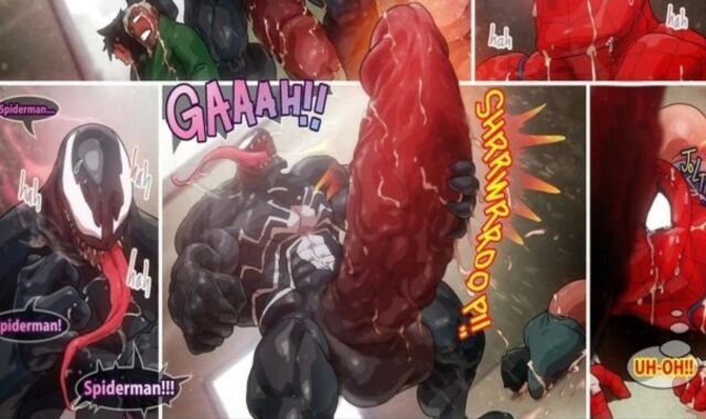 Spiderman Spunk Inflation - Spiderman X Venom Abdomen inflation Anime Pornography