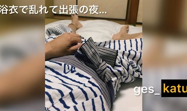 ges_katu Twitter未公開 出張中のムラムラ 寝る前に浴衣でオナニー