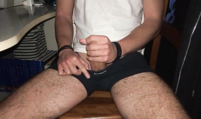 Boy Plays with His Ample Penis and Nut and Finishes Off