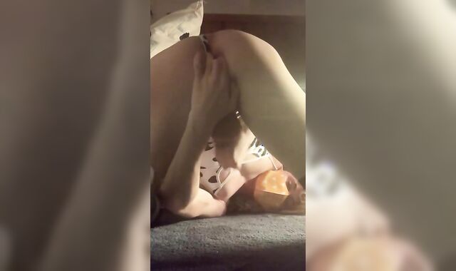 Insane femboy quietly master bates and fingers himself