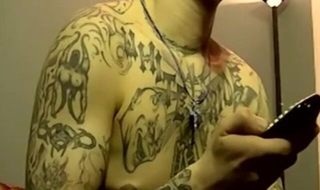 Tattooed Gage Winchester blown off before amateur jizz flow