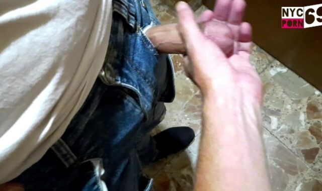 A boy blow me in the lobby of a public mansion