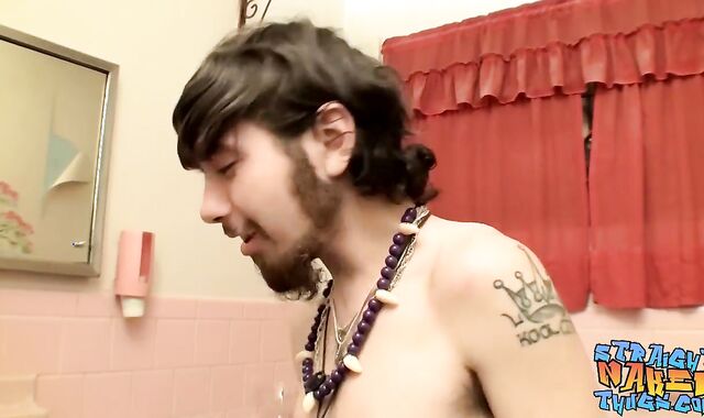 Strung Up heterosexual thug Samuel Phatom strokes and blows a load solo