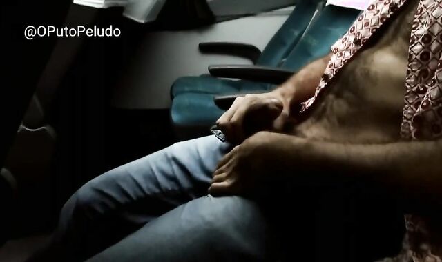 Arm Job and spunking on the bus