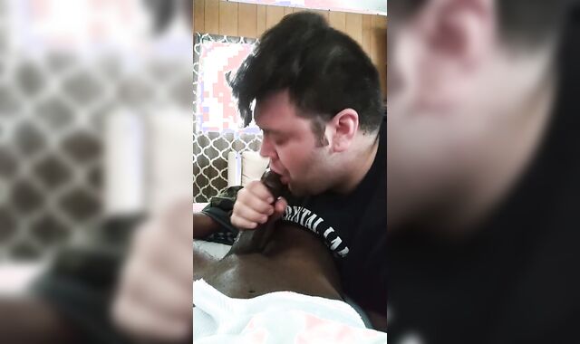 College man sucking his roomate while other roomate is in class