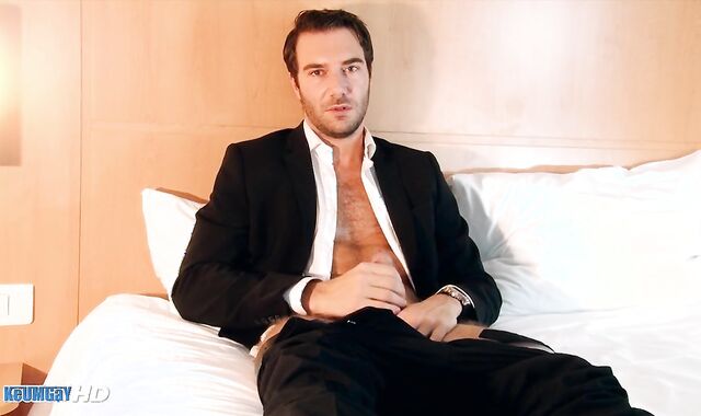 A str8 banker in suit trouser made a porn in spite of him