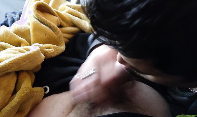 Fellate and drink observing soccer game