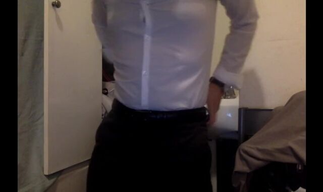 Fellow in Humid Clothes Caught Milking Off at Work