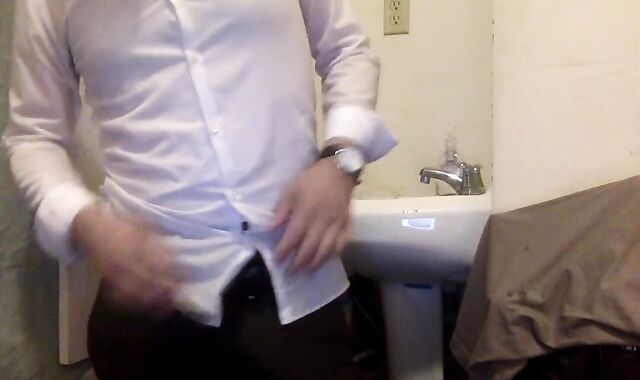 Fellow in Humid Clothes Caught Milking Off at Work