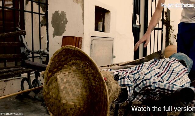 A super hot and grubby farmer using his scarecrow for fellatios and ass-fuck sheer enjoyment