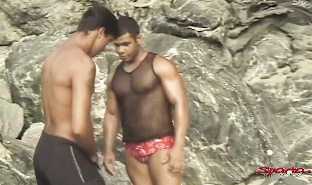 Sparta - Three Way With A Muscled Boy Getting His Rosy Pucker Plumbed!