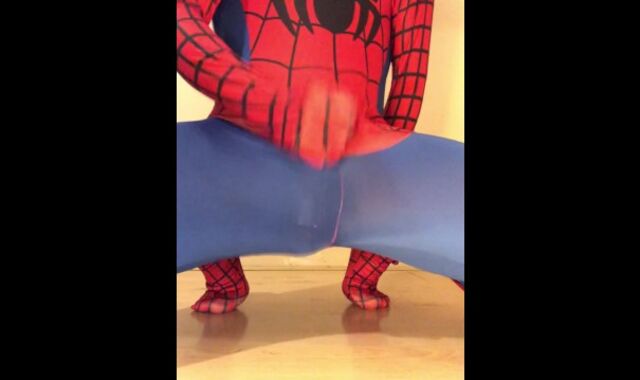 WANKING in my New SPIDER-FELLOW Clothing ** Rock ROCK-HARD BONE & Super CRAZY **