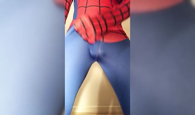 WANKING in my New SPIDER-FELLOW Clothing ** Rock ROCK-HARD BONE & Super CRAZY **