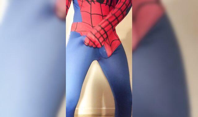 WANKING in my New SPIDER-FELLOW Clothing ** Rock ROCK-HARD BONE & Super CRAZY **