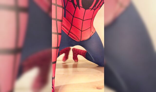 WANKING in my New SPIDER-FELLOW Clothing ** Rock ROCK-HARD BONE & Super CRAZY **