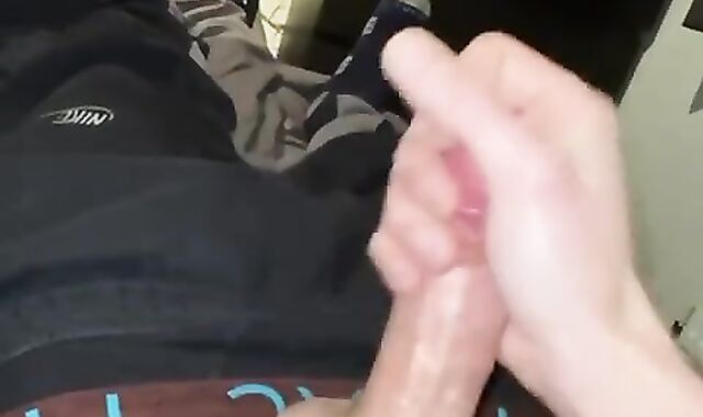 Lad masturbates trouser snake and pulsing prick shoots a blast 3 day stream