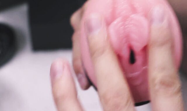 I'll pound your gash like this plastic toy