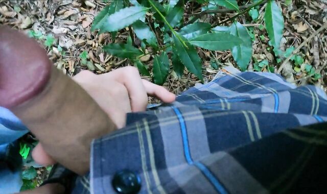 i wank with my meaty fuckpole in the woods with my youngster
