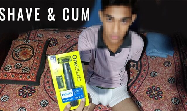Sri Lanka Faggot youngster shave his salami and nut with PHILIPS OneBlade