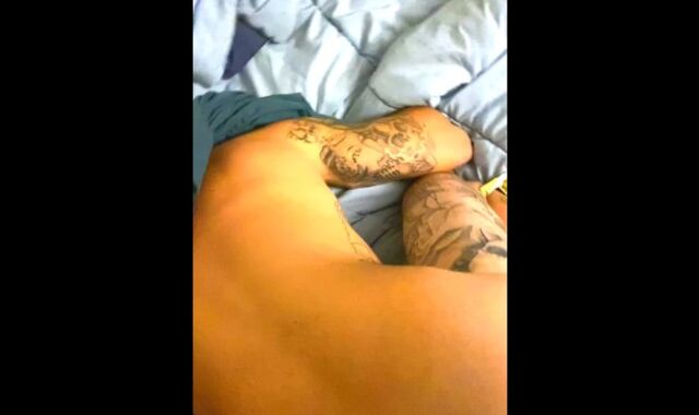 Heterosexual Inked up Jock is a ENORMOUS EBONY PECKER Virgin