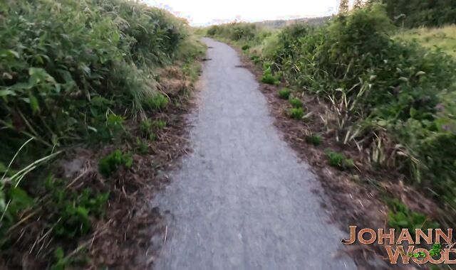 Real risky jism stream right at the jogging track! - Glaze the track in spunk