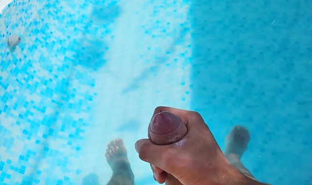 Fleshy jizm from humungous boner in the chill out pool