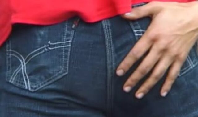 White youngster naked drills fruit picking Latino