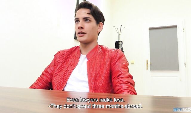 BIGSTR - He Goes To Apply For A Job But Ends Up Deep Throating The Boss' Manmeat In His First-Ever-Ever Interview