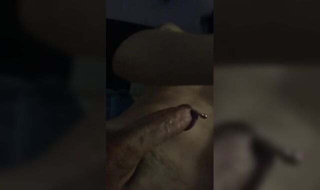 Pierced fellow meat jerk off