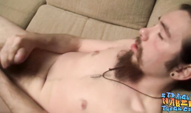 Bony queer-for-pay thug Samuel Phatom drains and cums solo