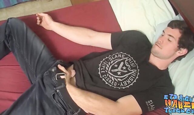 Masculine homo-for-pay thug Hunter blows a stream while using fleshlight