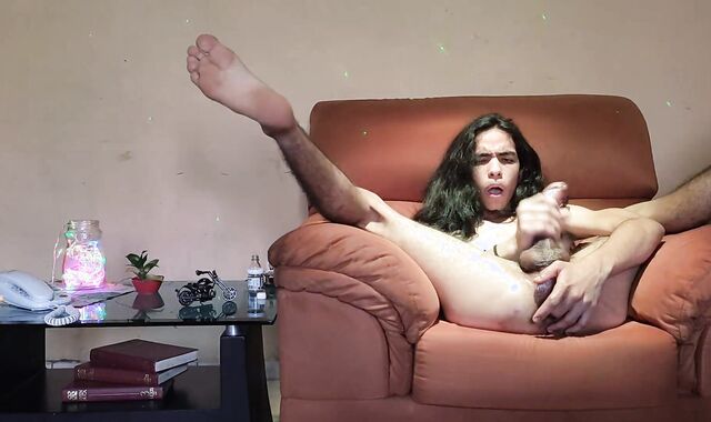 LATINO PLAYING WITH HIS PHAT PINK CIGAR AND BACKSIDE WHILE HAVING FUN SMOKING WEED, FULL JIZM