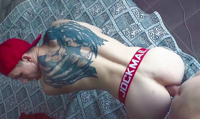 Ultra-Cute twink in white socks gets a fat rosy cigar in his sleek bootie